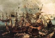 VROOM, Hendrick Cornelisz. Battle of Gibraltar qe oil on canvas
